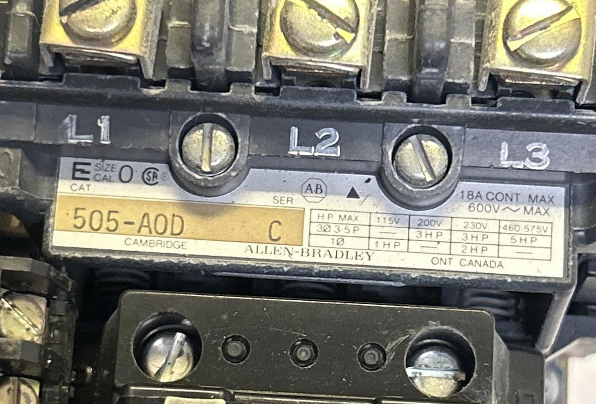 Used ALLEN BRADLEY,505-A0D,REVERSING STARTER SIZE 0
