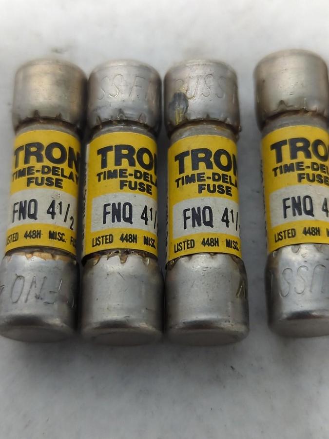 Used COOPER BUSSMANN,FNQ-4-1/2,TRON 4-1/2 AMP FUSE LOT OF 5 PRE-OWNED