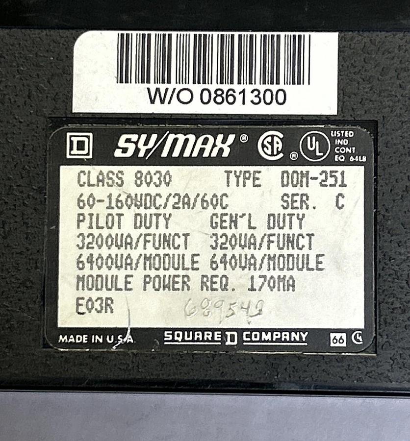 Used SQUARE D SY/MAX,8030-DOM-251,OUTPUT MODULE