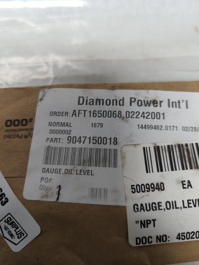 DIAMOND POWER,9047150018,GAUGE OIL LEVEL 1/4 INCN NPT NOS