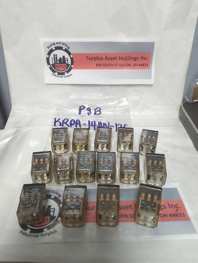 Used P&B,KRPA-14AN-120,RELAY 10 AMP LOT OF 15 PRE-OWNED