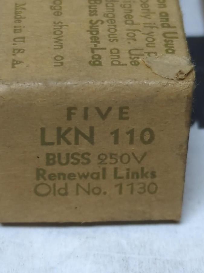 BUSSMANN,LKN-110,RENEWAL LINKS 250V LOT OF 10 NEW