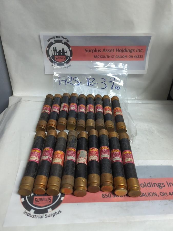 Used COOPER BUSSMANN,FRS-R-3-2/10,FUSETRON 2-2/10 AMP FUSE LOT OF 18 PRE-OWNED