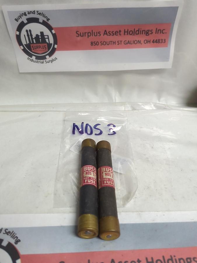 Used COOPER BUSSMANN,NOS 3,ONE-TIME 3 AMP FUSE LOT OF 2 PRE-OWNED