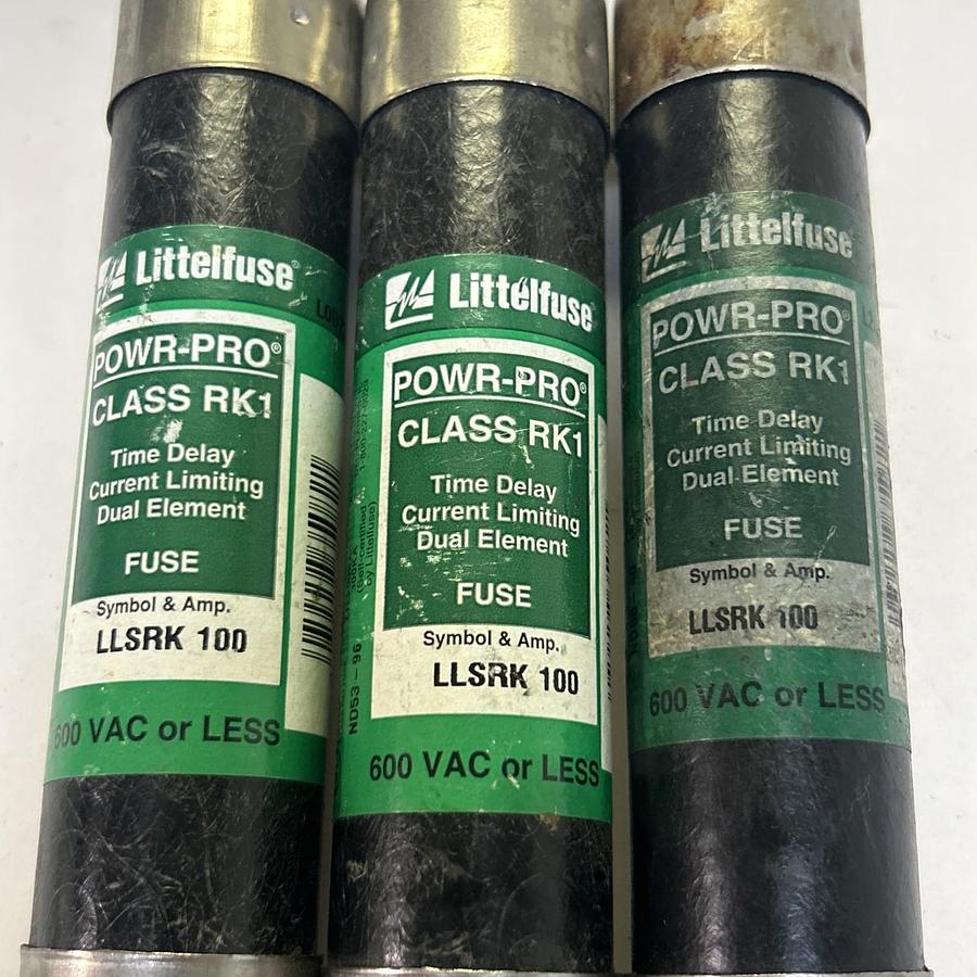 Used LITTELFUSE,LLSRK100,FUSE 100A 600V LOT OF 3