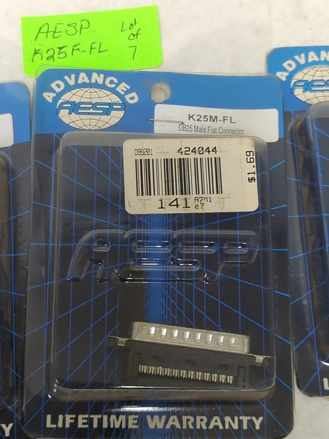 AESP,K25F-FL-K25MFL,DB25 MALE FLATCONNECTOR LOT OF 7 NOS