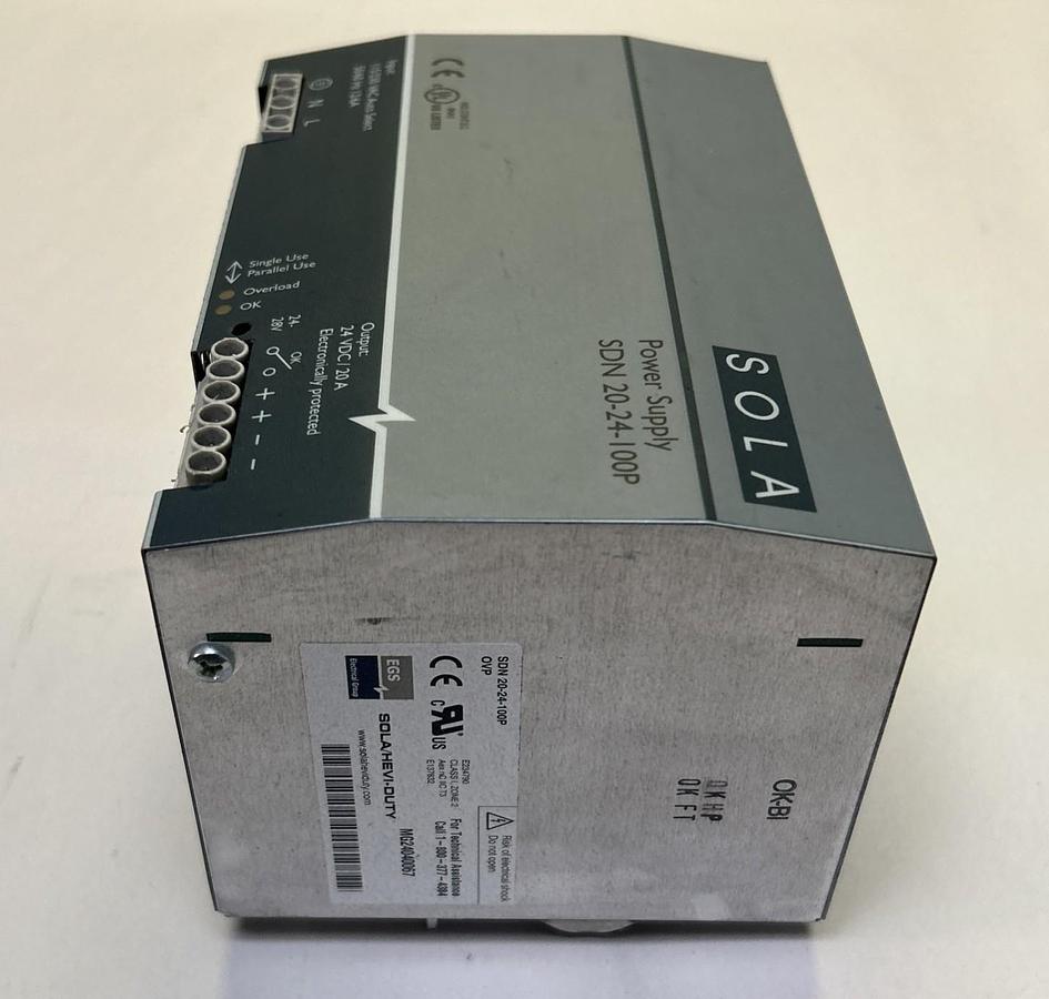 Used SOLA,SDN20-24-100P,POWER SUPPLY