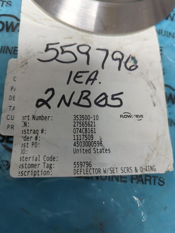 FLOWSERVE,353500-01,DEFLECTOR WITH SET SREWS AND O-RING NOS