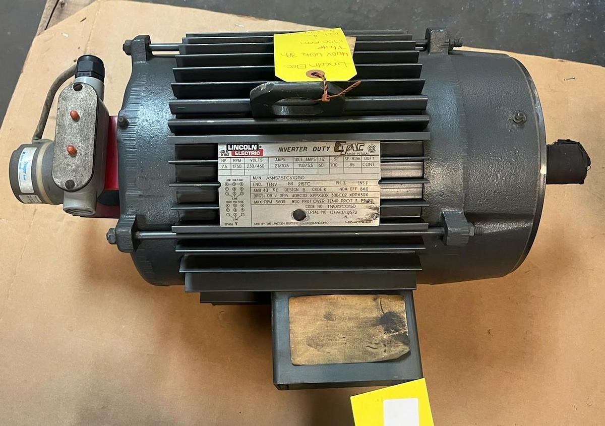Used LINCOLN,AN4S7.5TC61Q15D,C-TAC INVERTER MOTOR 7.5HP 1750RPM 3PH 215TC