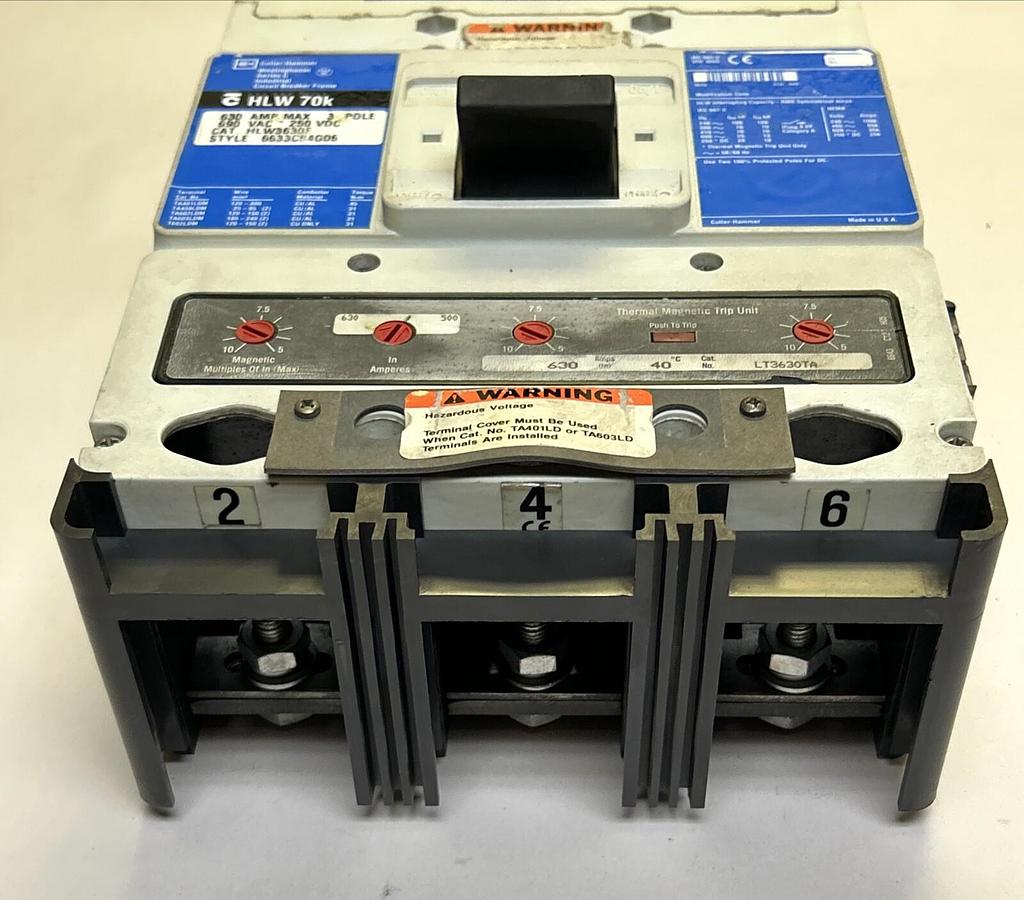 Used CUTLER-HAMMER,HLW3630F,CIRCUIT BREAKER 630A 690V 3P