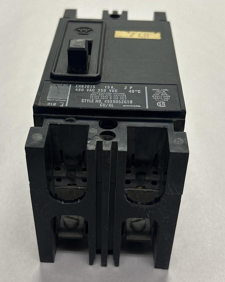Used WESTINGHOUSE,4989D52G18,CIRCUIT BREAKER 15A 480V