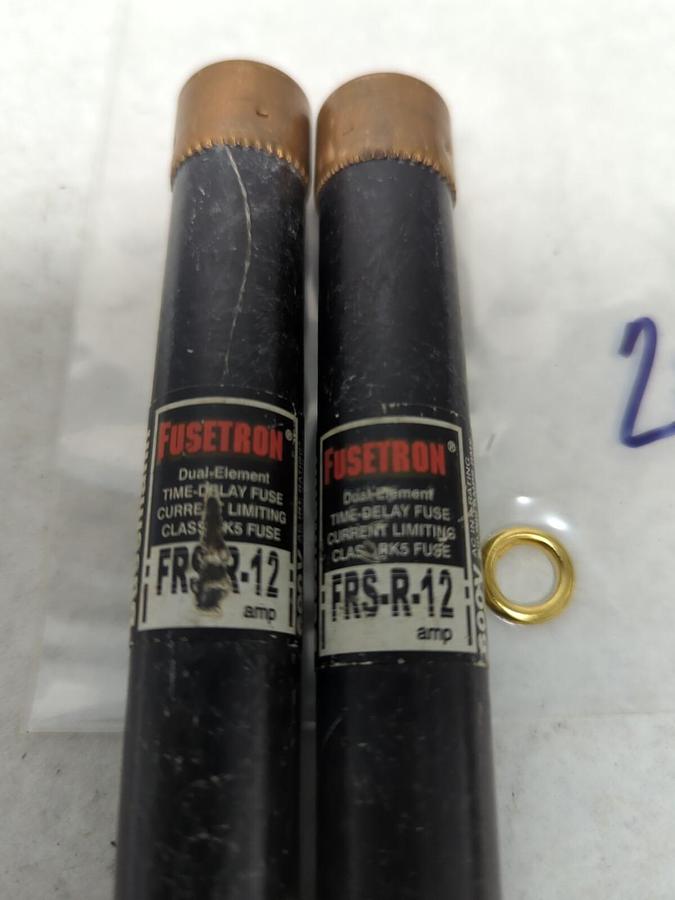 Used COOPER BUSSMANN,FRS-R-12,FUSETRON 12 AMP FUSE LOT OF 2 PRE-OWNED