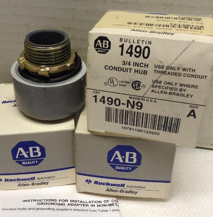 Allen-Bradley,1490-N9,3/4 INCH Conduit Hub Series A LOT OF 3