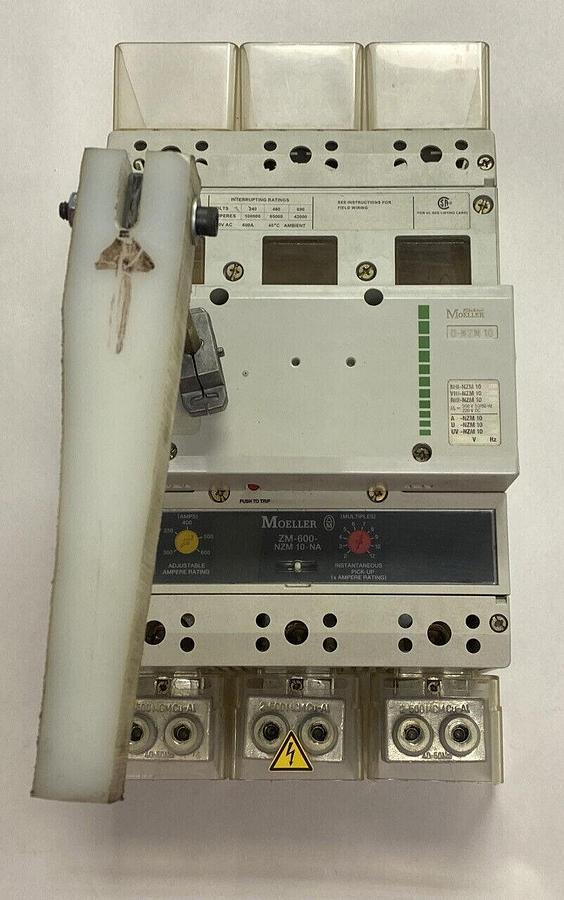 Used MOELLER,NZM10-600S-NA,CIRCUIT BREAKER 600A 600V W ZM-600-NZM10-NA TRIP MODULE