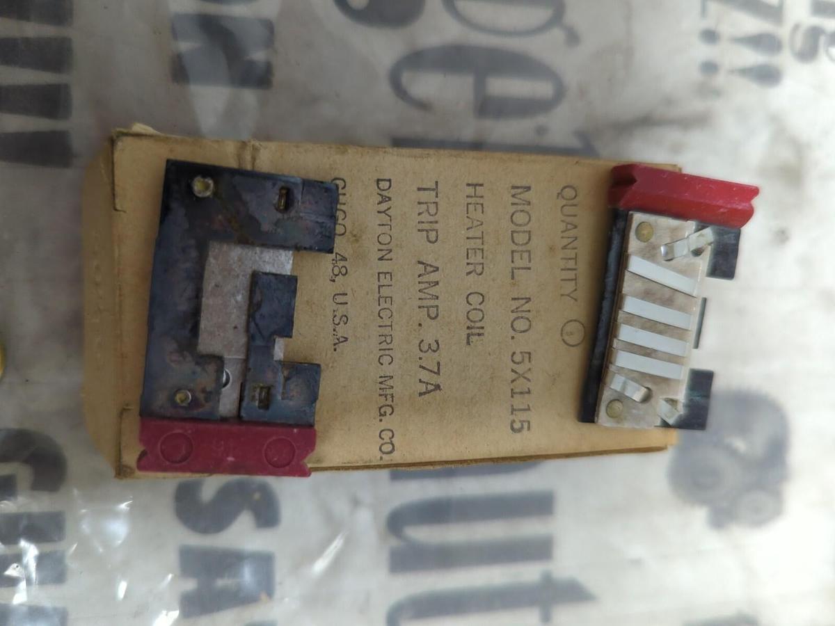 DAYTON ELECTRIC,5X115,HEATER COIL TRIP AMP 3.7A LOT OF 10 NOS