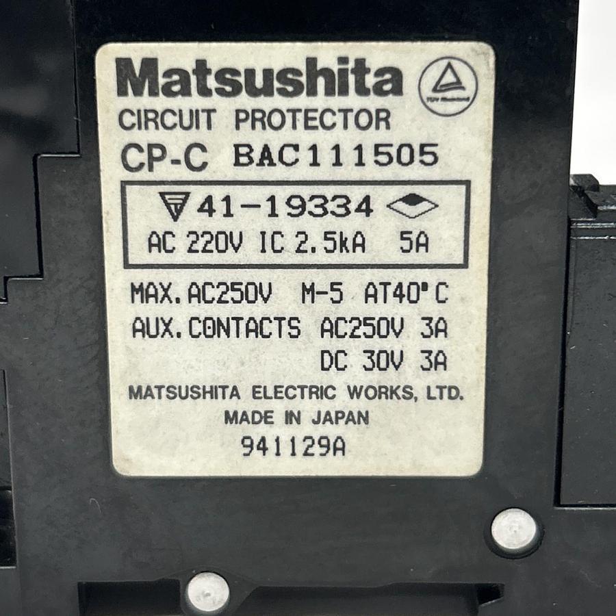 Used MATSUSHITA,BAC111505,CIRCUIT PROTECTOR 5A 220V