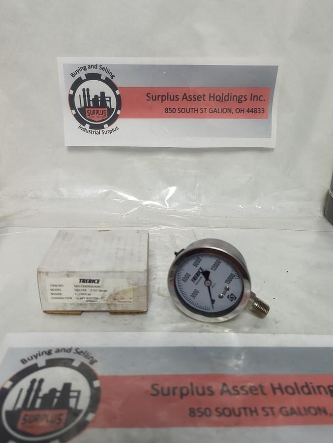 TRERICE,D83LFSS,PRESSURE GAUGE 0-15000PSI 1/4 NPT LM NOS