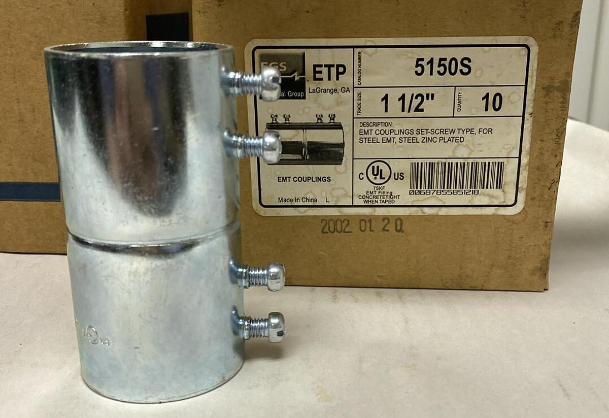 Used EGS,5150S,EMT Couplings 1 1/2 INCH Box of 10  LOT OF 2 BOXES
