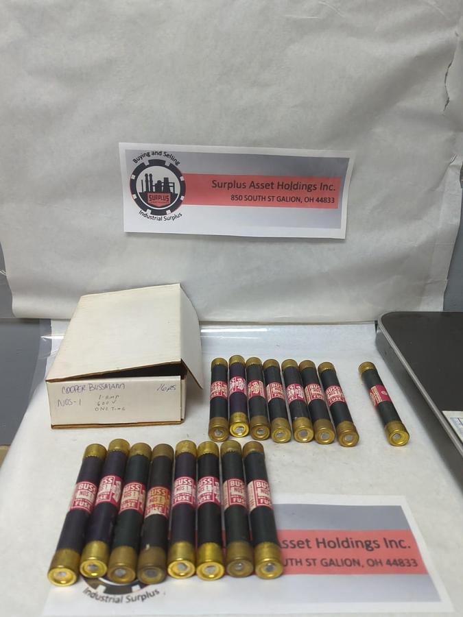 Used COOPER BUSSMANN,NOS-1,ONE-TIME 1 AMP FUSE LOT OF 17 PRE-OWNED