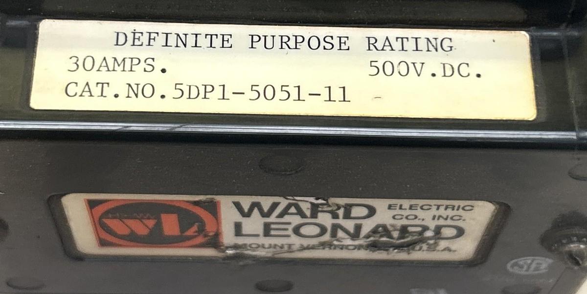 Used WARD LEONARD,5DP1-5051-11,DEFINITE PURPOSE CONTACTOR 30A 500VDC