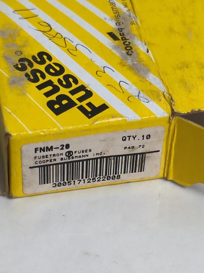 COOPER BUSSMANN,FNM-20,FUSETRON 20 AMP FUSES BOX OF 10 NOS