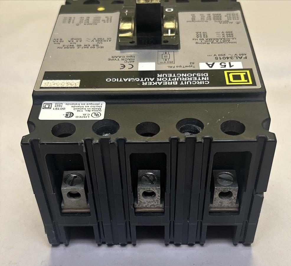 Used SQUARE D,FAL34015,CIRCUIT BREAKER 15A 480V 3P