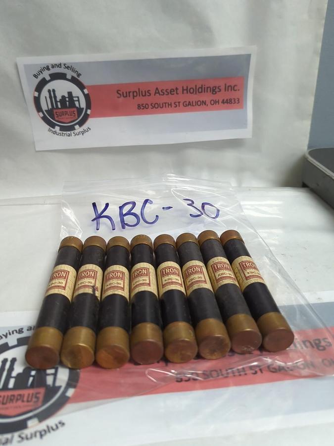 Used COOPER BUSSMANN,KBC-30,TRON 30 AMP FUSE LOT OF 8 PRE-OWNED