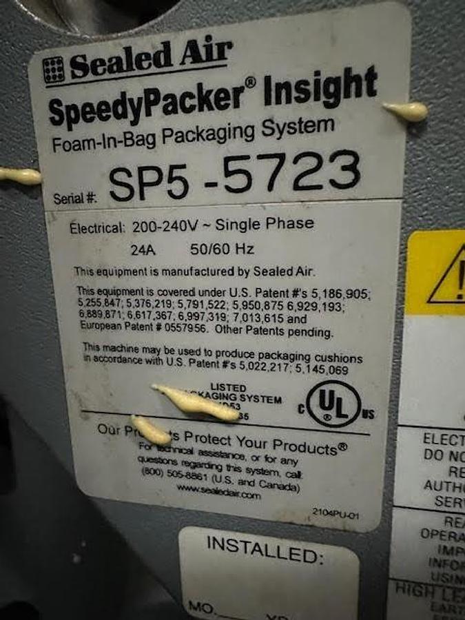 Used SealedAir, SpeedyPacker Insight SP5-5723,Foam-In-Bag Packaging Machine