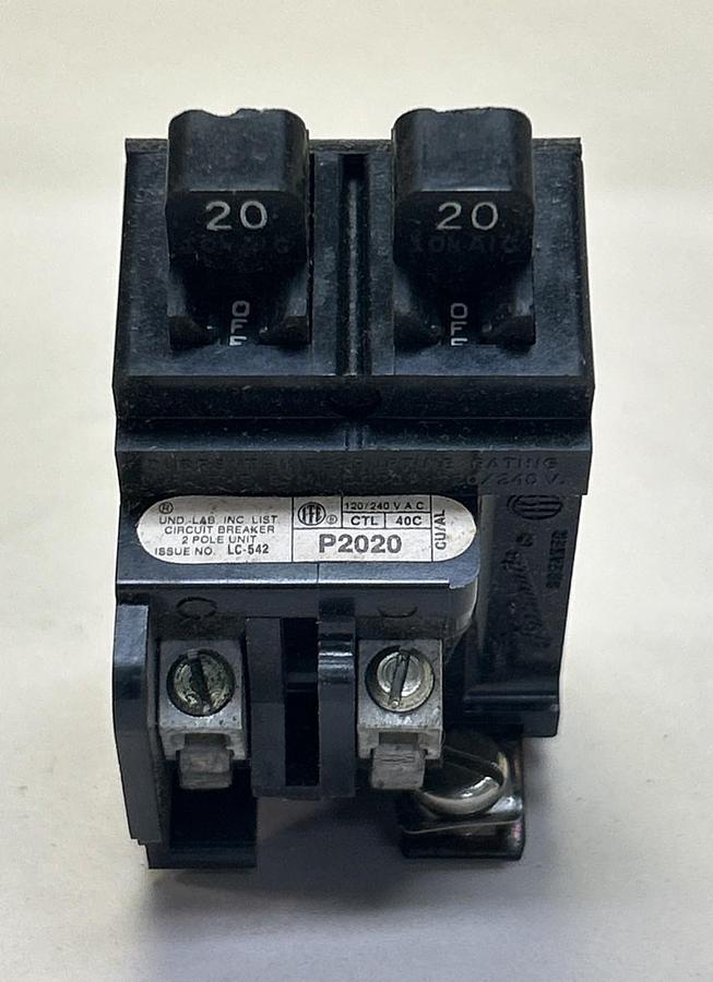 ITE,P2020,PUSHMATIC TANDEM CIRCUIT BREAKER 20A 120/240V 1P NOS