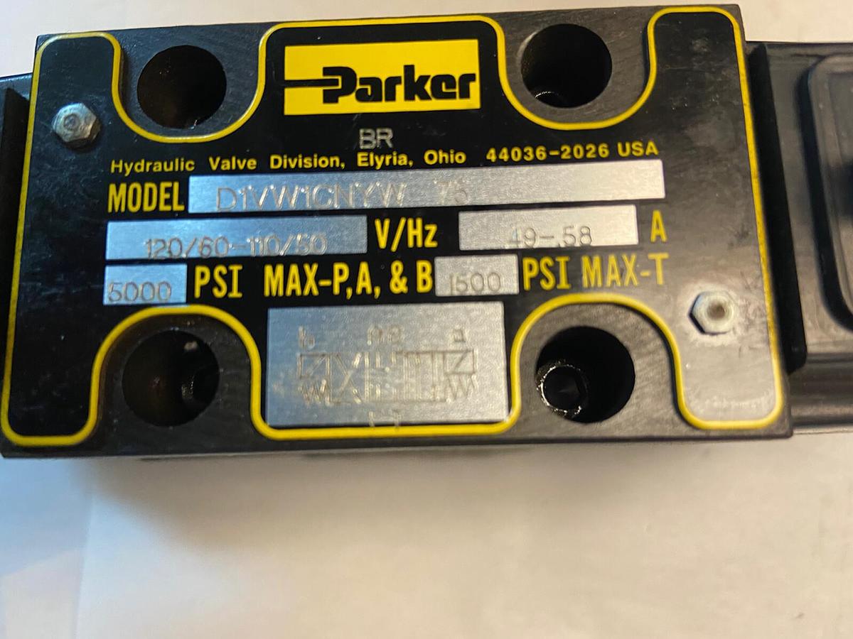 Used Parker,FMDD2SN-5/5,with D1VW1CNYW-75 Directional Solenoid Control Valve