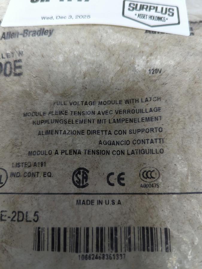 ALLEN BRADLEY,800-2DL5,SERIES A FULL VOLTAGE MODULE WITH LATCH NOS