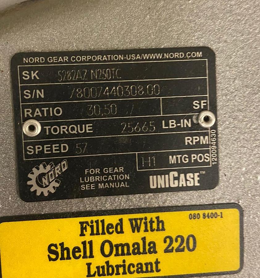 Nord,SK 5282AZN250TC,Gear Reducer Ratio 30.50 Torque 25665Lb-IN Speed 57RPM