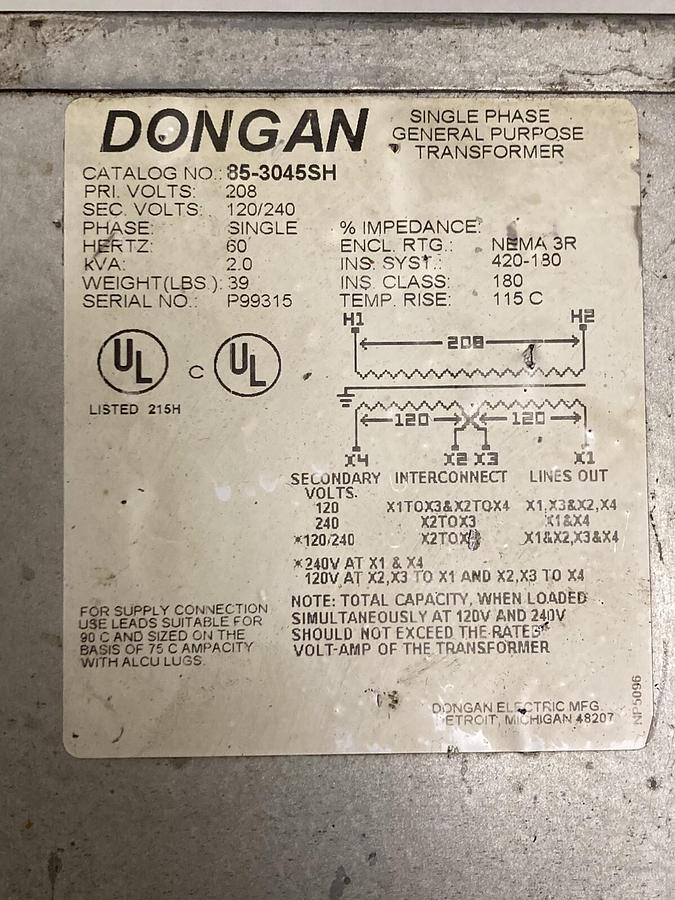 Used Dongan,85-3045SH,Transformer