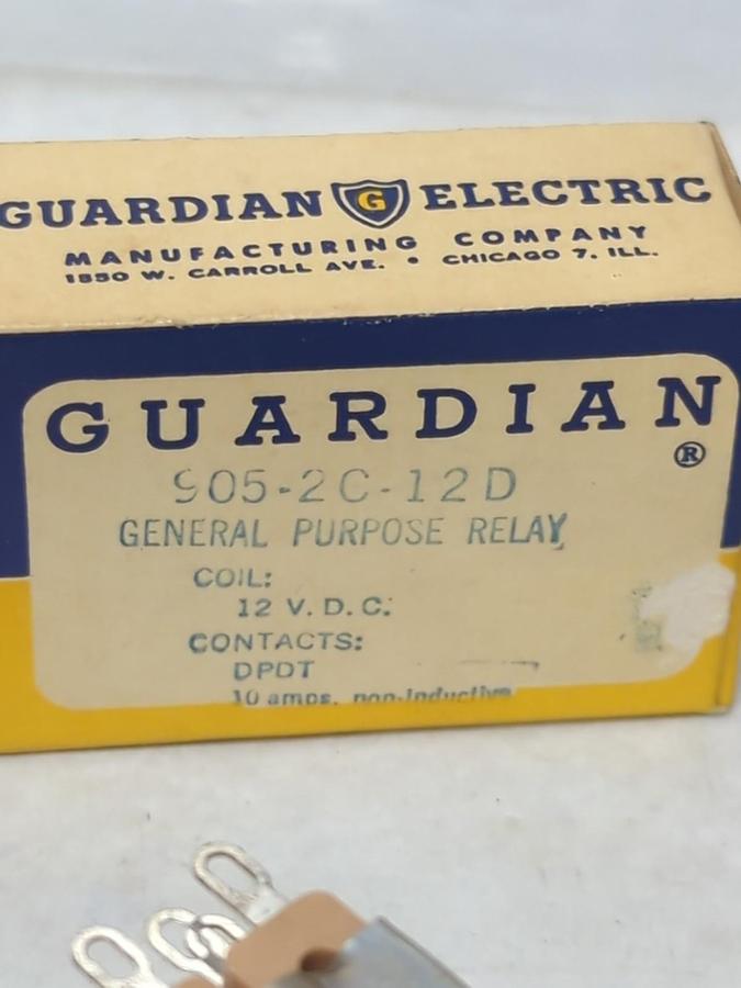 GUARDIAN,905-2C-12D,GENERAL PURPOSE RELAY 10 AMP 12VDC LOT OF 3 NOS