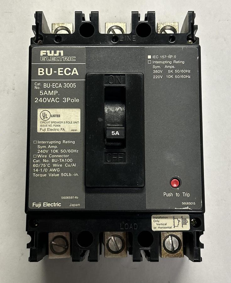 Used FUJI ELECTRIC,BU-ECA-3005,CIRCUIT BREAKER 5A 240V 3P