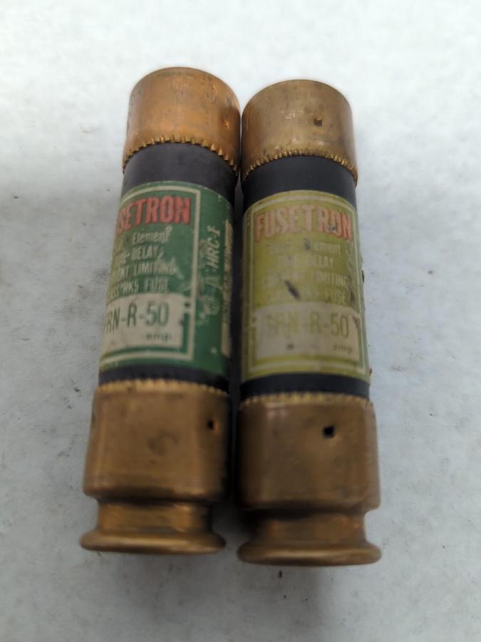 Used COOPER BUSSMANN,FRN-R-50,FUSETRON 50 AMP FUSE LOT OF 2 PRE-OWNED