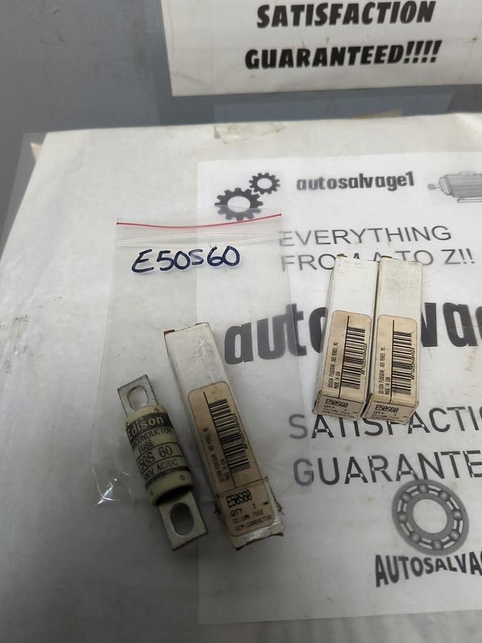 EDISON,E50S60,SEMICONDUCTOR 60 AMP FUSES LOT OF 3 NOS