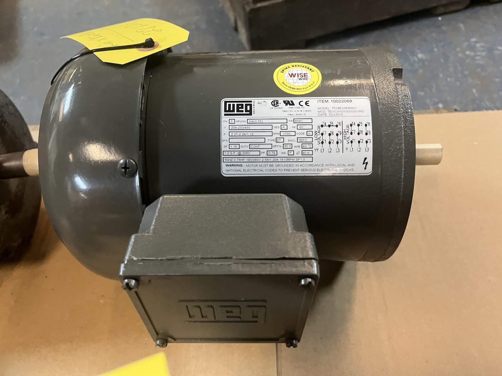 WEG,7518ES3EB56C,MOTOR 3/4HP 3PH 1730RPM B56C
