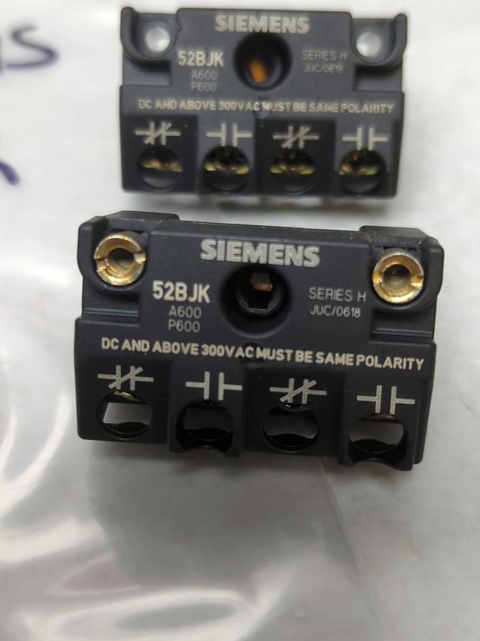 Used SIEMENS,52BJK,SERIES H CONTACT BLOCK LOT OF 4 PRE-OWNED