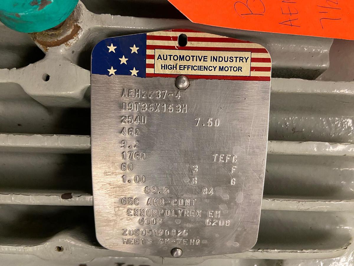 Used BALDOR,AEM2237-4,AUTOMOTIVE INDUSTRY MOTOR 7.5HP 1760RPM 460V 254U