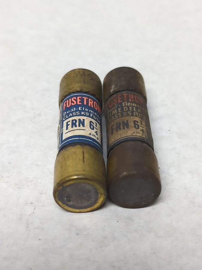 Used COOPER BUSSMANN,FRN 6-1/4,FUSETRON 6-1/4 AMP FUSE LOT OF 2 PRE-OWNED