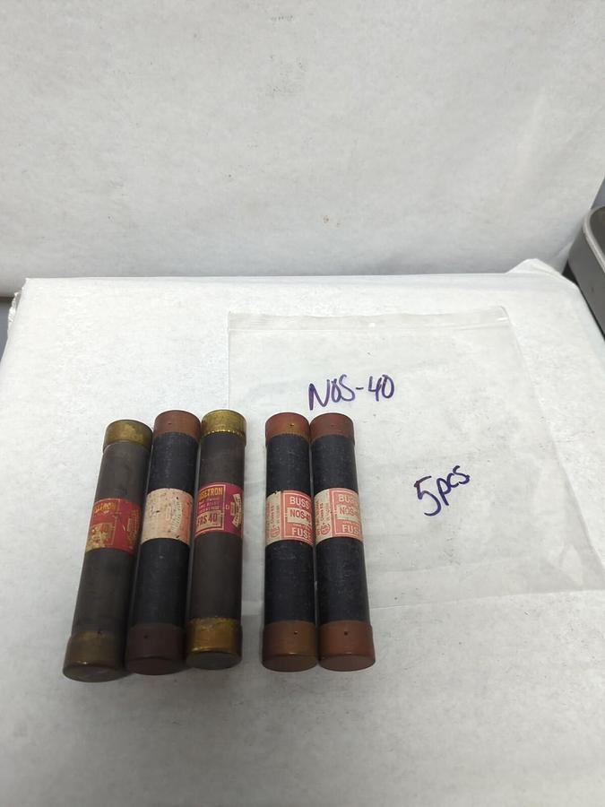 Used COOPER BUSSMANN,NOS-40,ONE-TIME 40 AMP FUSE LOT OF 5 PRE-OWNED