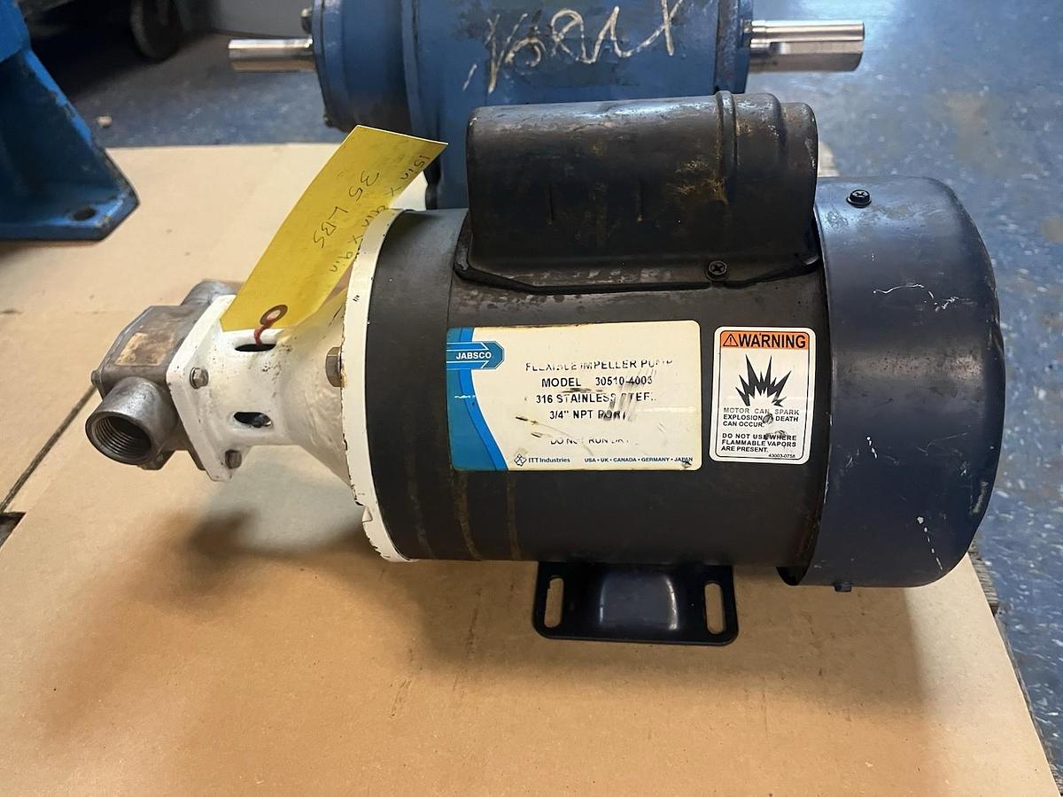 Used ITT,30510-4003,FLEXIBLE IMPELLER PUMP 316SS 3/4" PORTS 3/4HP 1725RPM