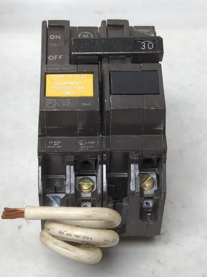 Used GENERAL ELECTRIC,THQB2130GF,CIRCUIT BREAKER  30AMP 2-POLE LOT OF 2 PRE-OWNED