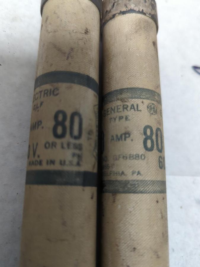 Used GENERAL ELECTRIC,GF6B80,TYPE CLF 80 AMP FUSE LOT OF 2 PRE-OWNED
