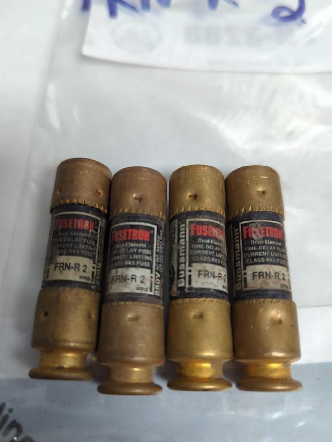 Used COOPER BUSSMANN,FRN-R-2,FUSETRON 2 AMP FUSE LOT OF 4 PRE-OWNED