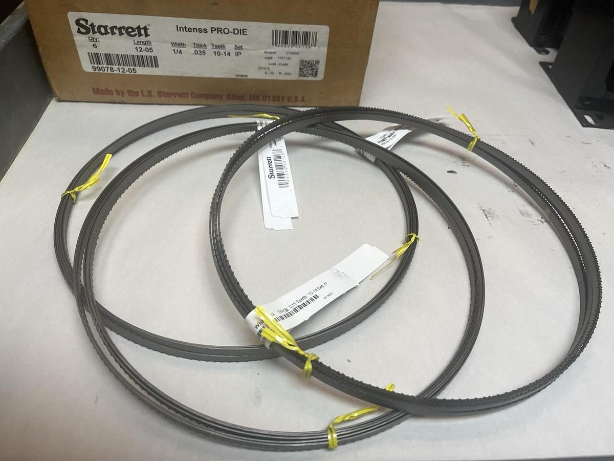 Used STARRETT,49659-08126,INTESS PRO-DIE BANDSAW BLADE LENGTH 12-05" W 1/4" LOT OF 3