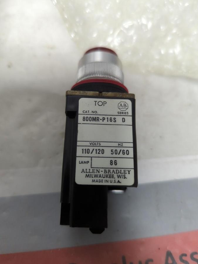 ALLEN BRADLEY,800MR-P16RS,SMALL ROUND XFMR PILOT LIGHT RED SERIES D 120V  NOS