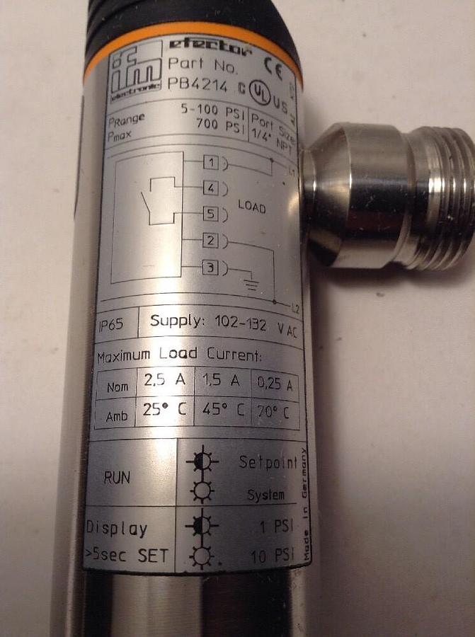 IFM Efector,PB4214,500 Pressure Sensor