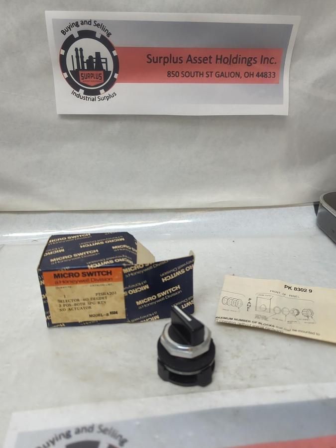 HONEYWELL MICRO SWITCH,PTSHA201,SELECTOR SWITCH SPRING RETURN 3-POSITION NOS